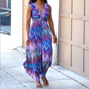Chelsea & Theodore Zig-Zag Maxi Dress